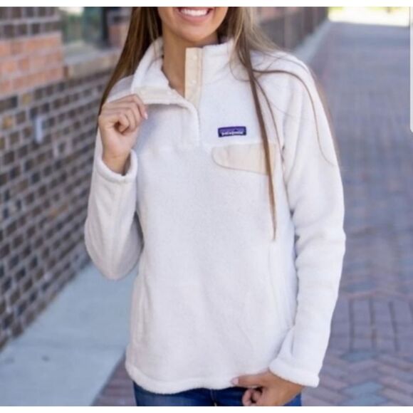 Patagonia Women's Size S White Cream Re-Tool Snap-T Fleece Pullover Jacket EUC - Picture 2 of 8